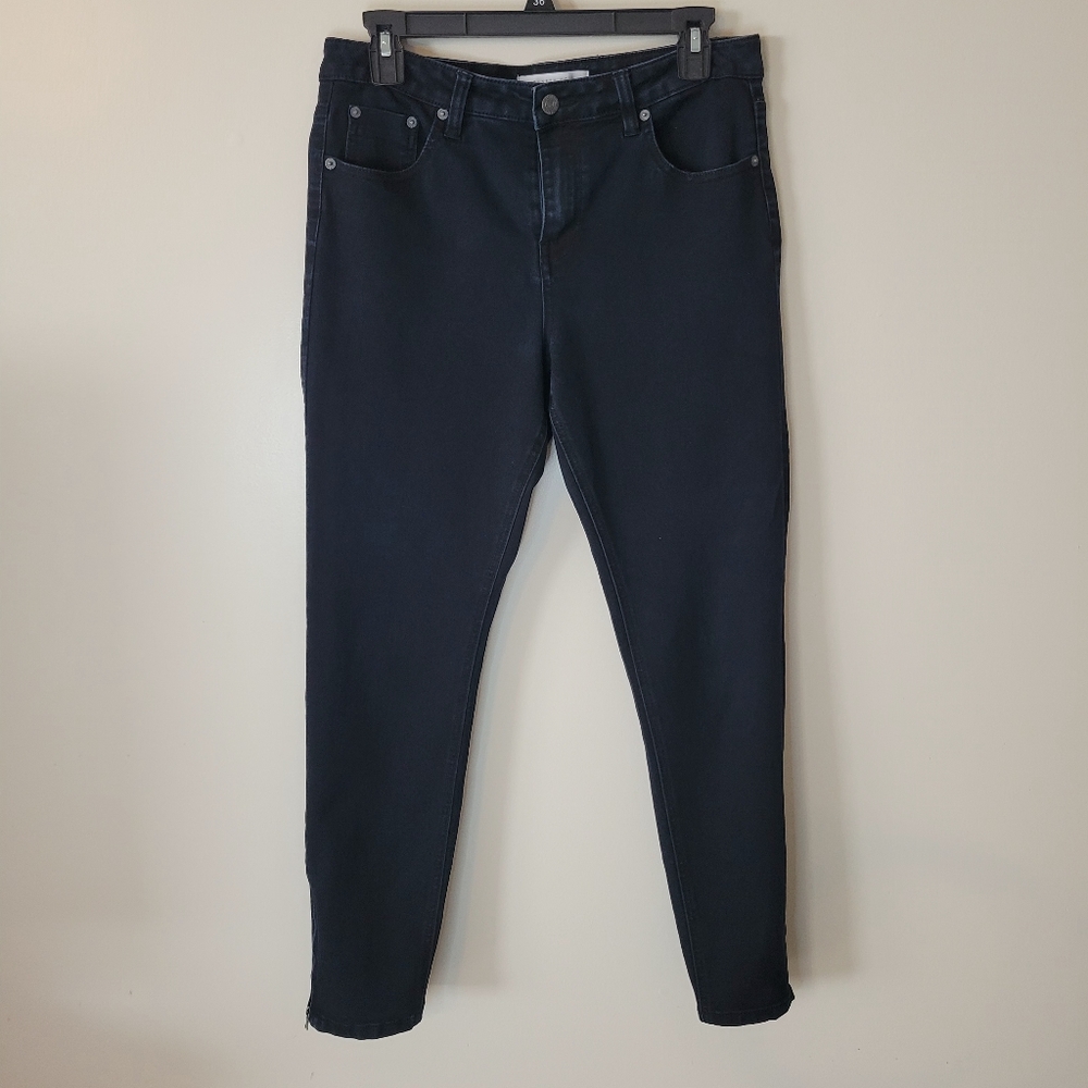 Kenneth Cole High Rise Skinny Dark Jeans With Zipper At‎ The Ankle